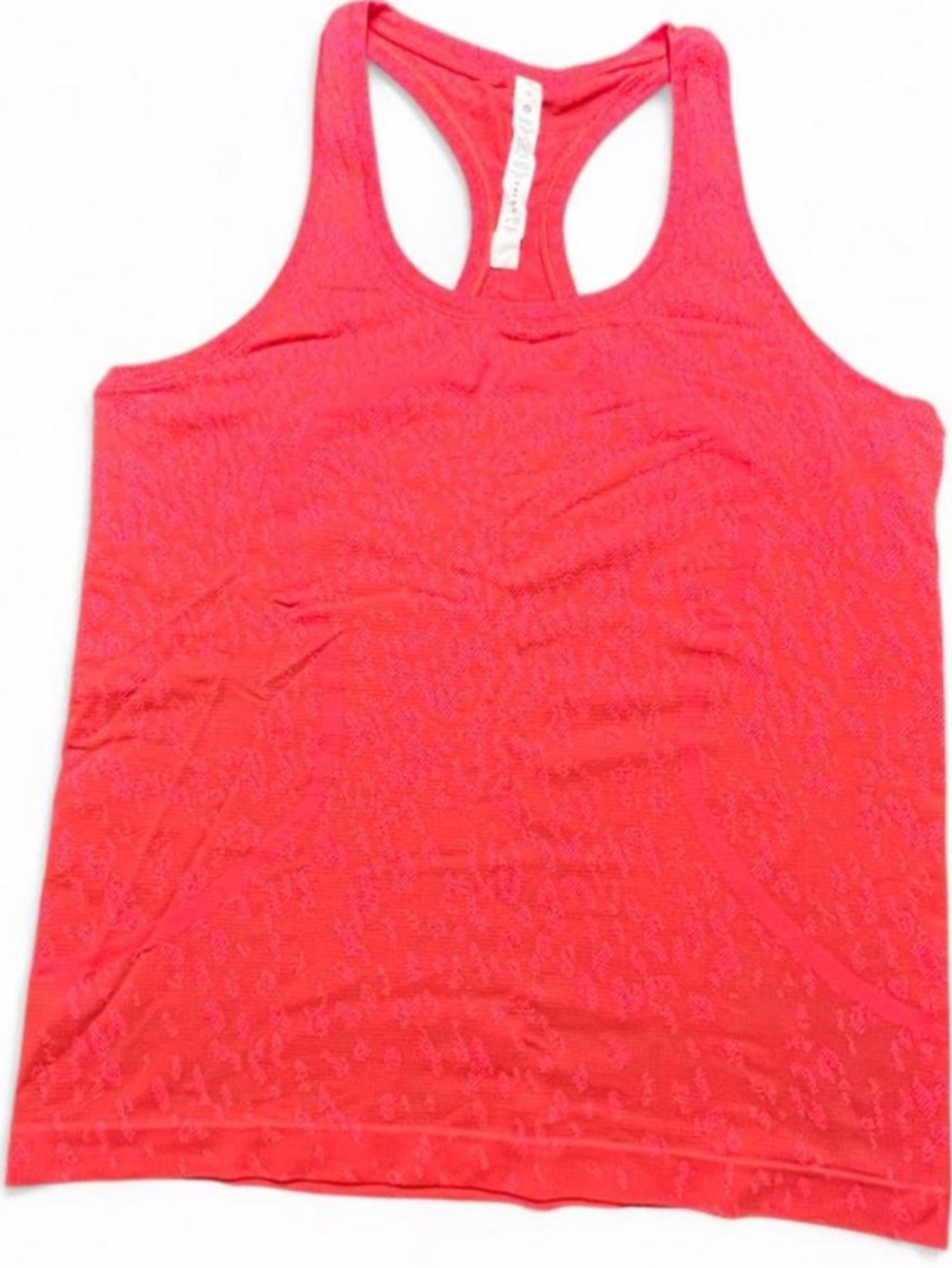 Lululemon Tank Red with encouraging inscription on hem, 12